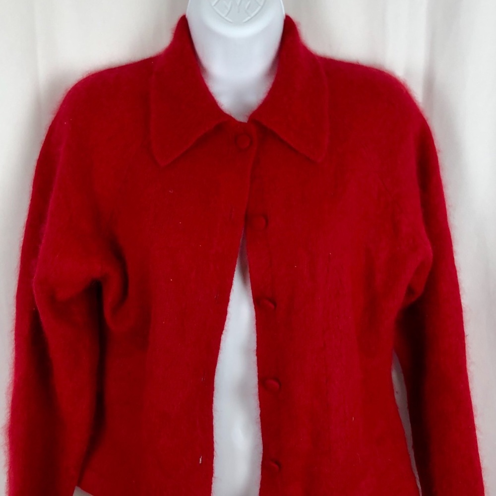 Ann Taylor Angora Blend Collared Button Cardigan L - image 2